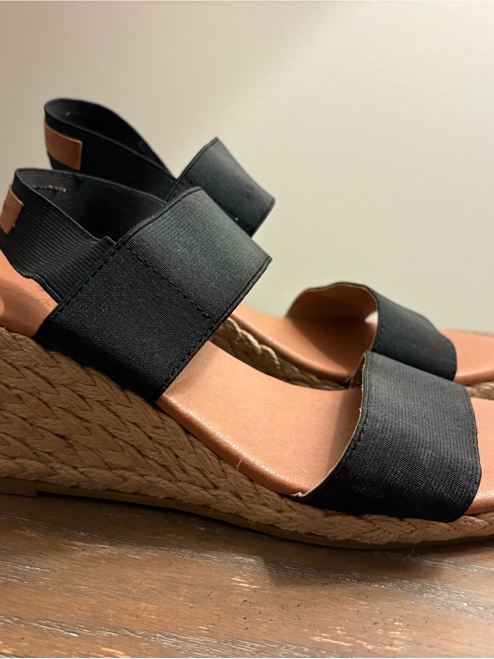 Tommy Bahama Black Elastic Espadrille Wedges